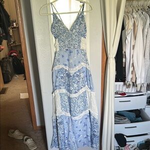 Floral Blue and White Maxi Dress